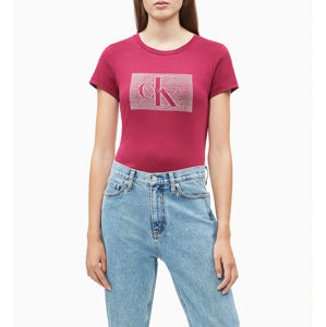 Calvin Klein dámské bordové tričko Monogram - L (509)